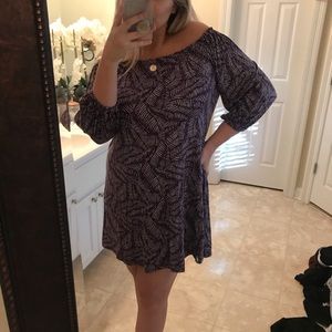 Purple off shoulder dress